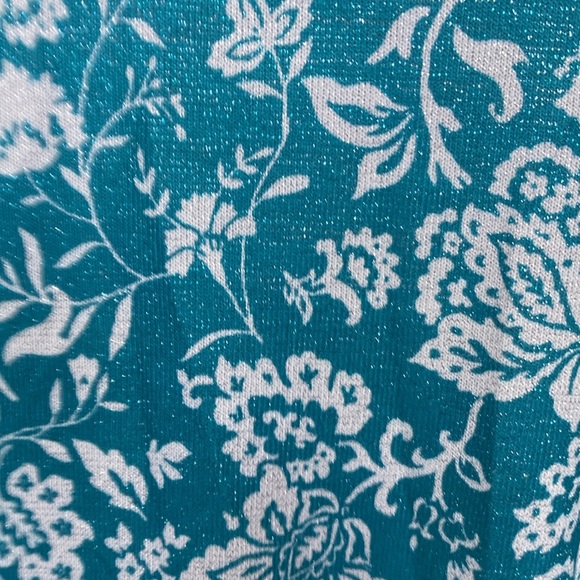 3/$45 Ruby Rd top metallic floral print pullover w stretch casual office PL - Picture 4 of 17